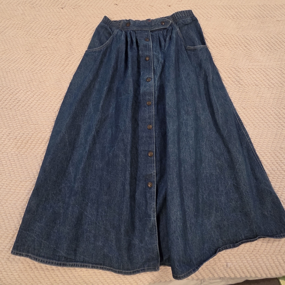 Vintage Sasson Jeans Denim Button-Front Maxi Skirt